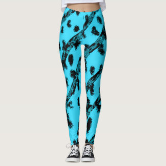 Leggings Verde azulado con manchas y rayas negras