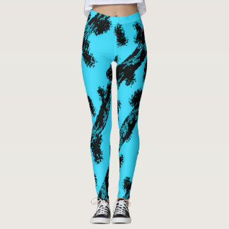 Leggings Verde azulado con manchas y rayas negras