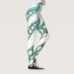 Leggings Verde azulado Kraken Octopus Tentacles Arte de tin