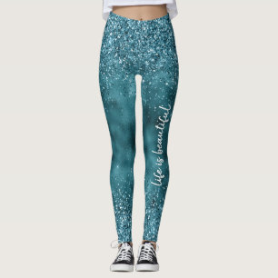 Leggings Verde azulado Purpurina Glitz glamour glamour cita