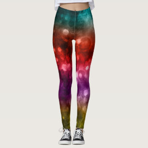 Leggings Verde azulado, rojo, morado y artreuse Resumen Bok