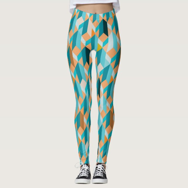 Leggings Verde azulado y naranja forma el modelo (Anverso)
