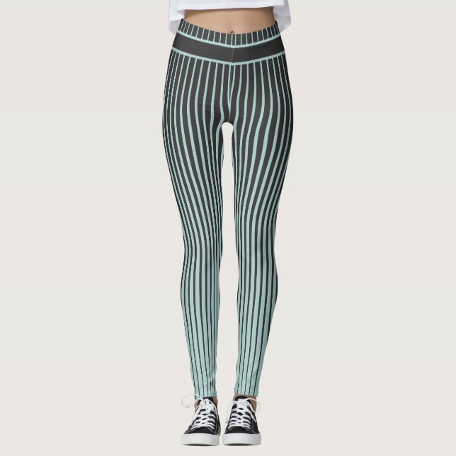 Leggings Verde azulado y negro rayado (Anverso)