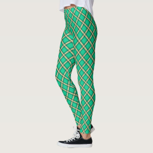 Leggings Verde beige , patrón plateado