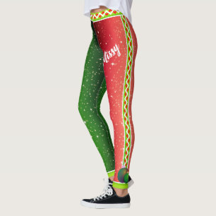 Leggings Verde Blanco Rojo / TU Nombre / Dos Navidades de t