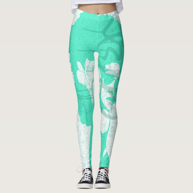 Leggings Verde, blanco y graffiti afro (Anverso)