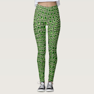 LEGGINGS VERDE BRILLANTE DE LA HOJA DEL CUERO DEL COCODRILO