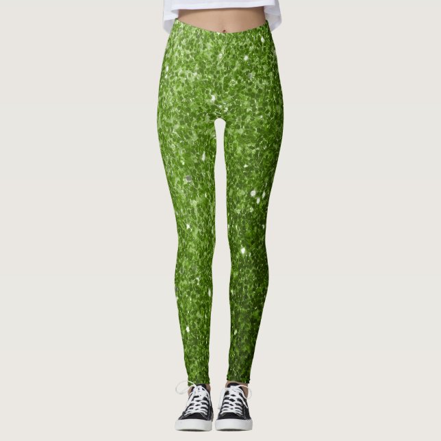 Leggings Verde claro vegetación falso brillo destellos (Anverso)