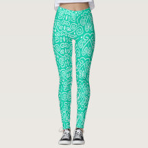 Leggings verde con líneas blancas redondeadas