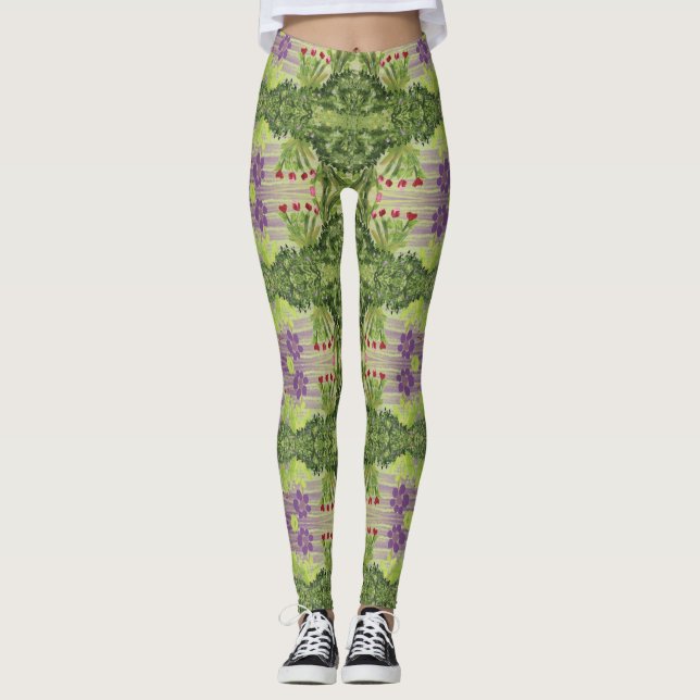 Leggings Verde con morado (Anverso)