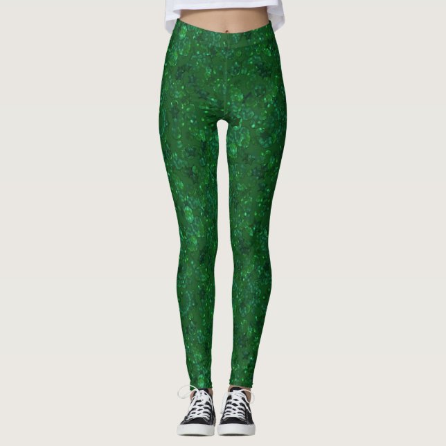 Leggings Verde, confetti, purpurina (Anverso)