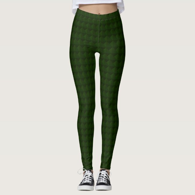 Leggings Verde conífero, sólido, geométrico. (Anverso)