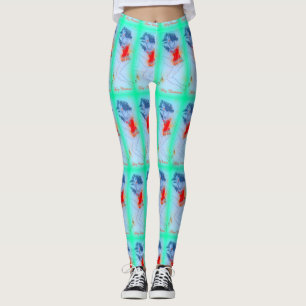 Leggings verde de cabello negro