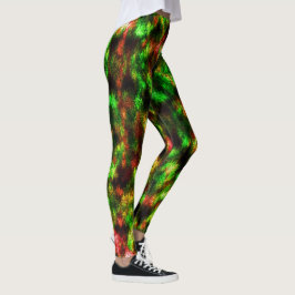 Leggings Verde de color, de amarillo a rojo con efecto plum