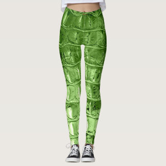 LEGGINGS VERDE DE CUERO DE LA HOJA DEL COCODRILO DE
