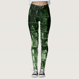 LEGGINGS VERDE DE CUERO DEL PINO DEL COCODRILO DE