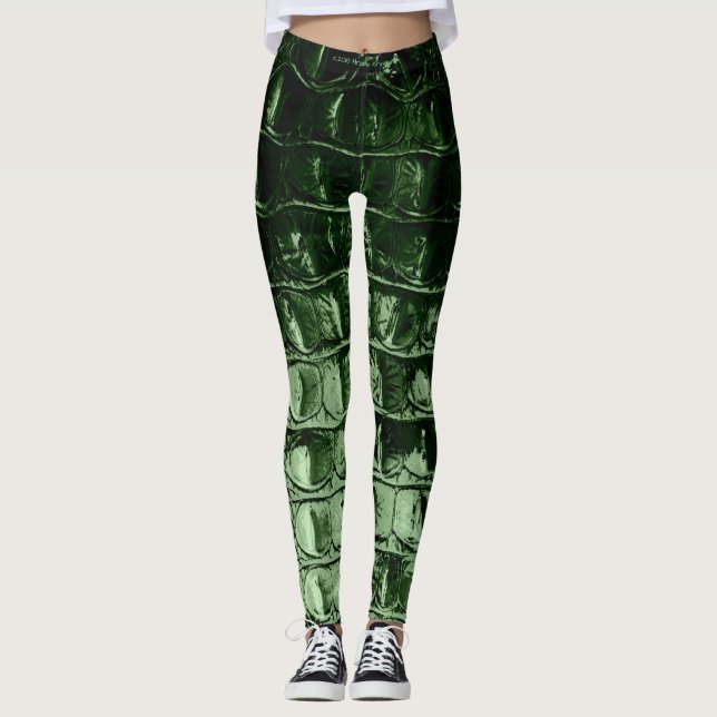 LEGGINGS VERDE DE CUERO DEL PINO DEL COCODRILO DE (Anverso)
