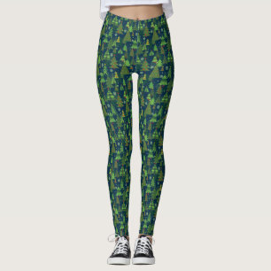 Leggings Verde de las polainas de la impresión del árbol 
