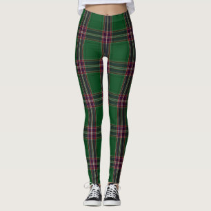 Leggings Verde de las polainas de la tela escocesa de