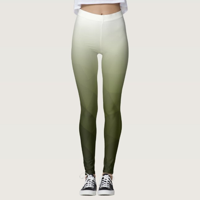 Leggings Verde ejército Gradiente blanco Geometría Patrón d (Anverso)