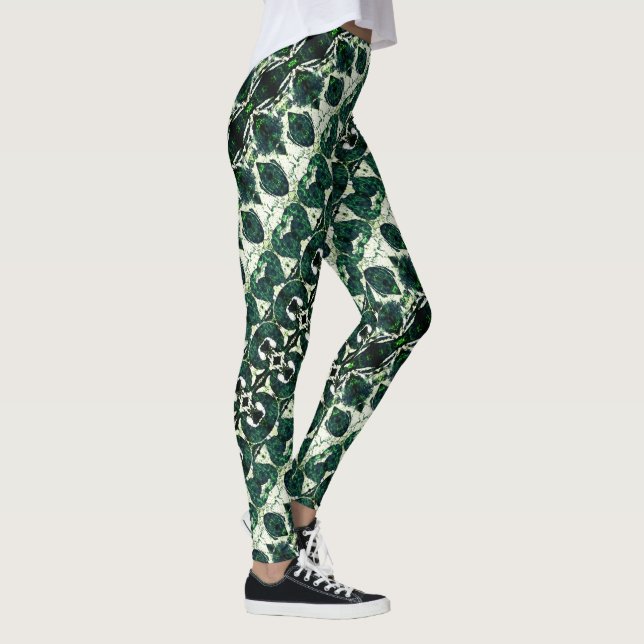 Leggings Verde esmeralda esmeralda agitado y repetido con t (Derecha)