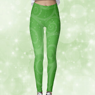 Leggings Verde festivo con remolinos y círculos