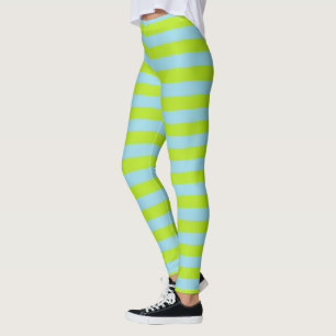 Leggings Verde lima y rayas azules en colores pastel