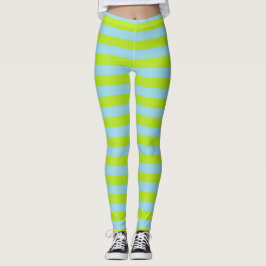 Leggings Verde lima y rayas azules en colores pastel