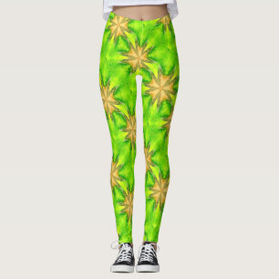 Leggings verde maltés de las estrellas del oro