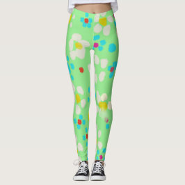 Leggings Verde Menta con Estampado Floral y Lunare