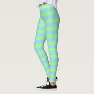 Leggings Verde menta y rayas azules en colores pastel