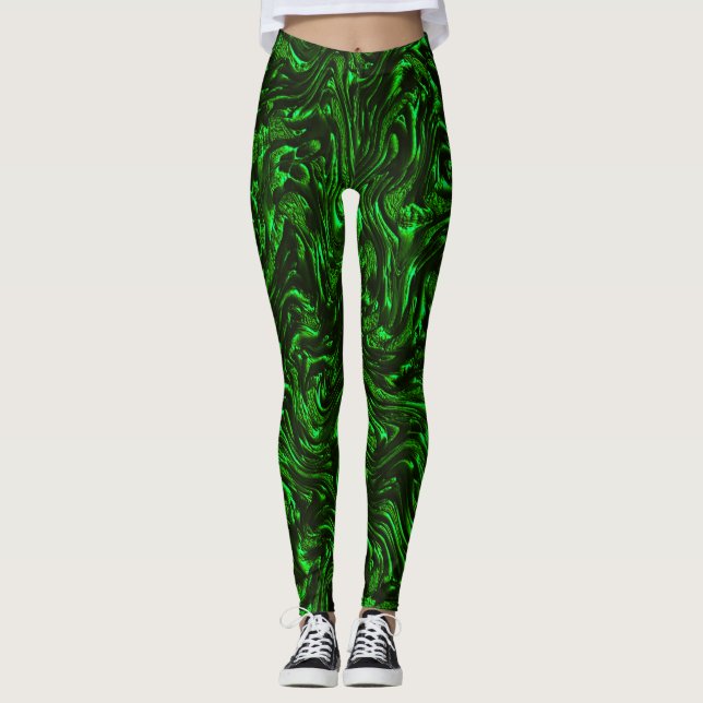 Leggings Verde metálico de grano texturado (Anverso)