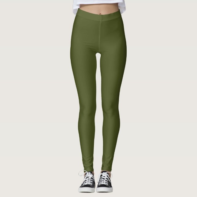 Leggings verde militar (color sólido) (Anverso)