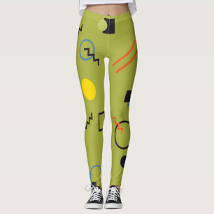 Leggings Verde, moderno, fresco, de moda, urbano,Patrón Mem