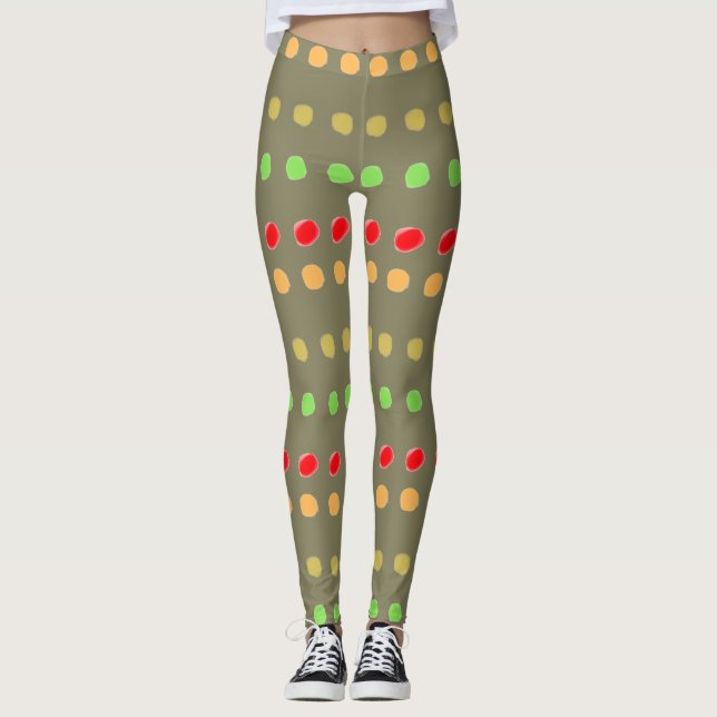 Leggings Verde oliva con puntos de polka (Anverso)
