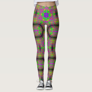 Leggings verde psicodélico maravilloso del hippie de los