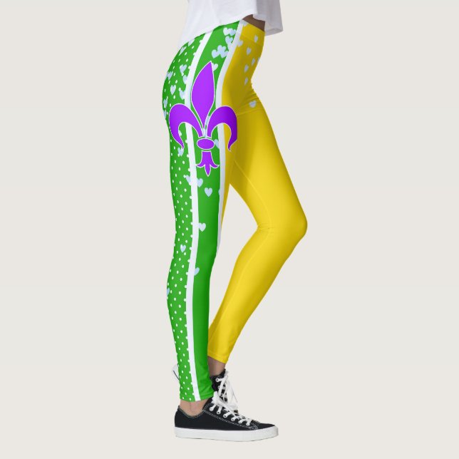 Leggings Verde púrpura de la flor de lis del carnaval el | (Derecha)