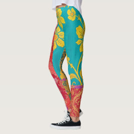 Leggings Verde Rojo Colorido ORIENTAL