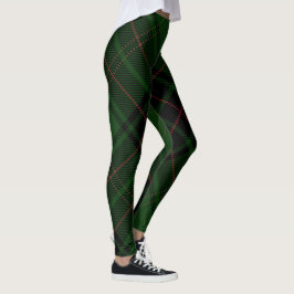 Leggings Verde Rojo Rojo Trendy Diagonal Tartán Placa