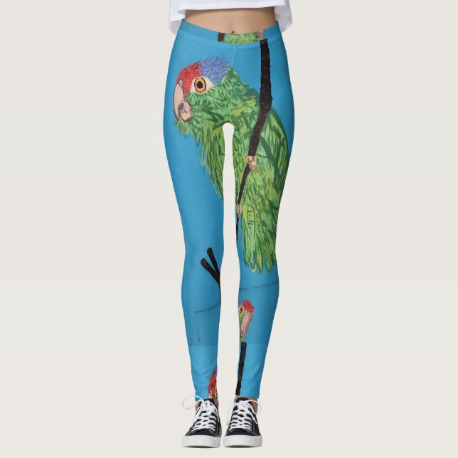 Leggings verde salvaje loros azul (Anverso)