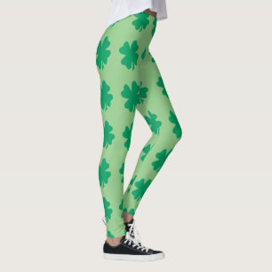 Leggings Verde Salvia Día de San Patricio Hoja de Trébol Li