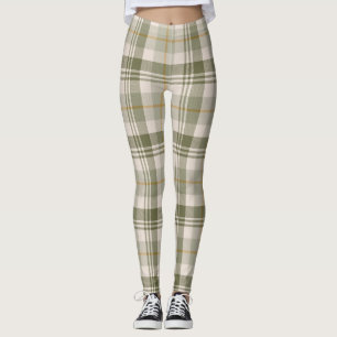 Leggings Verde Salvia Estampado de Cuadro Neutro