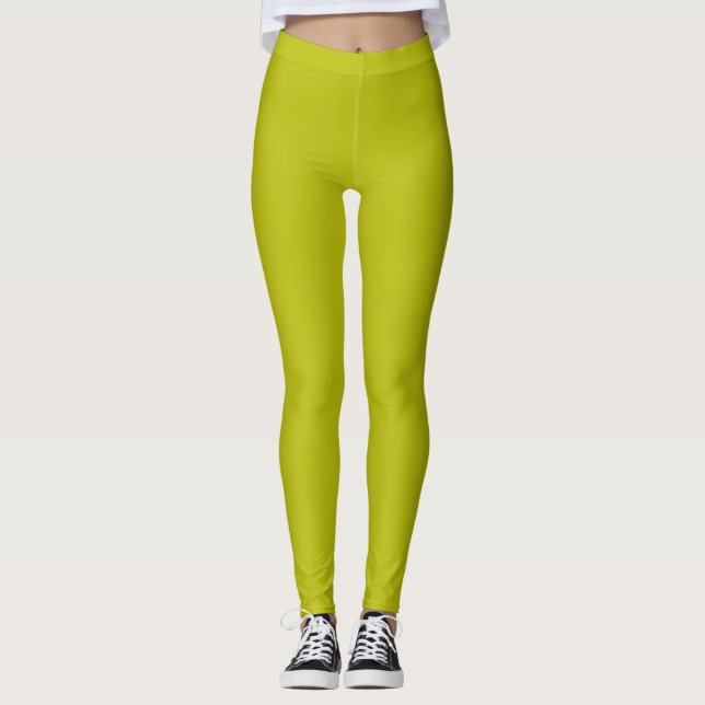 Leggings Verde Simple Chartreuse Sólido Color Plano (Anverso)