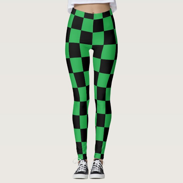 Leggings Verde y negro delineado a cuadros (Anverso)