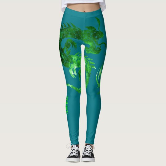 Leggings + Verde y polainas tribales de la turquesa
