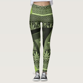leggings verdes triangulares negros para mujer