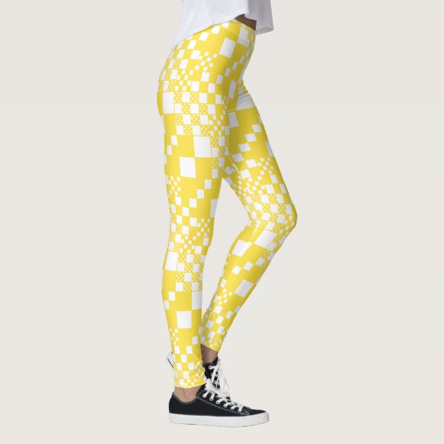 Leggings Verificado, verifica en blanco y amarillo limón (Derecha)