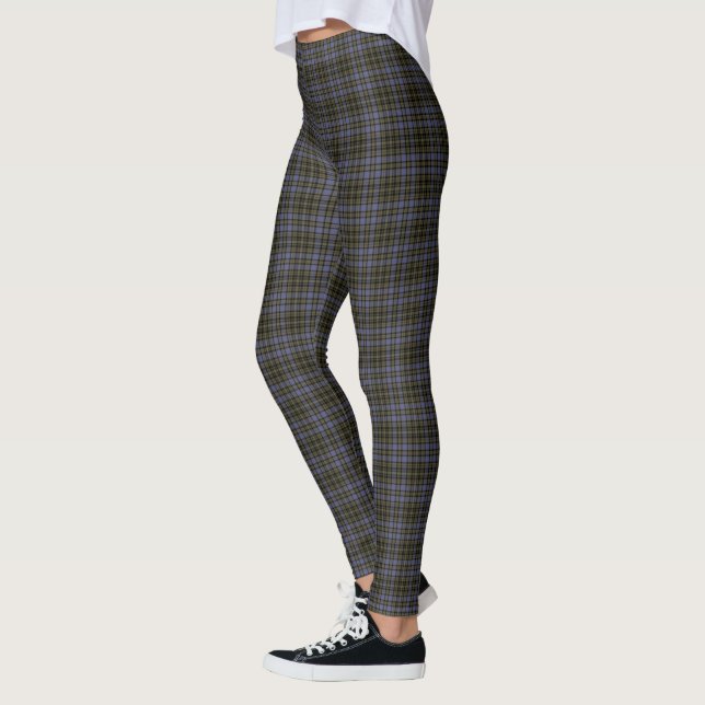 Leggings Vertical negra verde oliva de la tela escocesa de (Izquierda)
