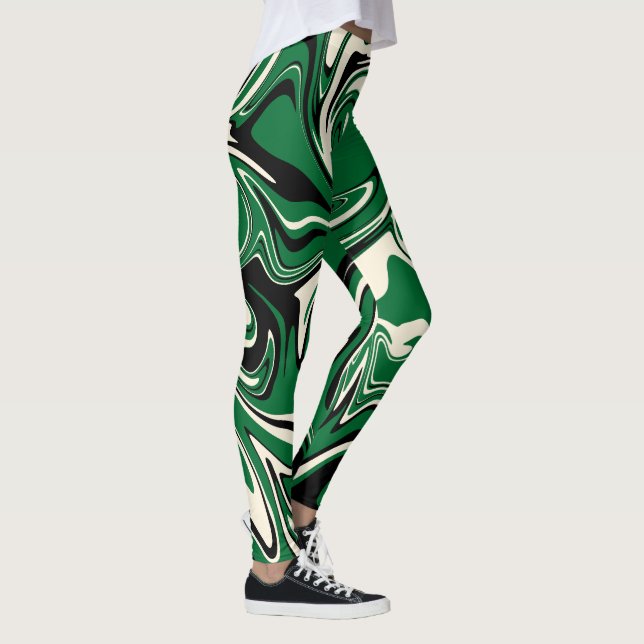 Leggings Vertido - Verde, Crema y Negro (Derecha)