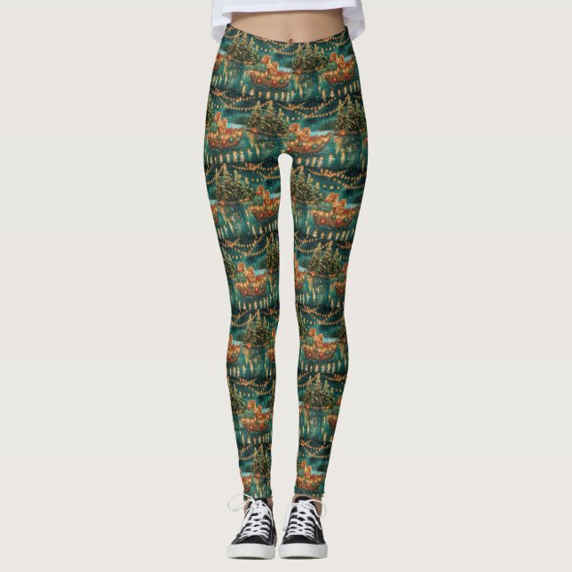 Leggings Viaje festivo para Navidades de Chow Chow (Anverso)
